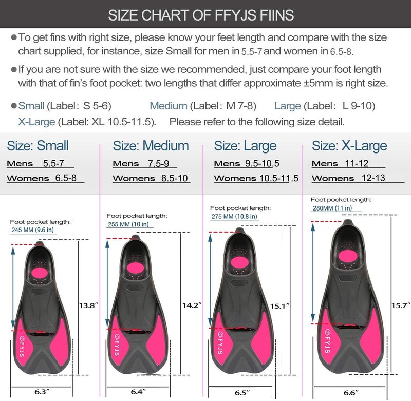 F FYJS Short Swim Fins,Travel Size Diving Flippers with Mesh Carrying Bag for Adult Men Women - Image 4